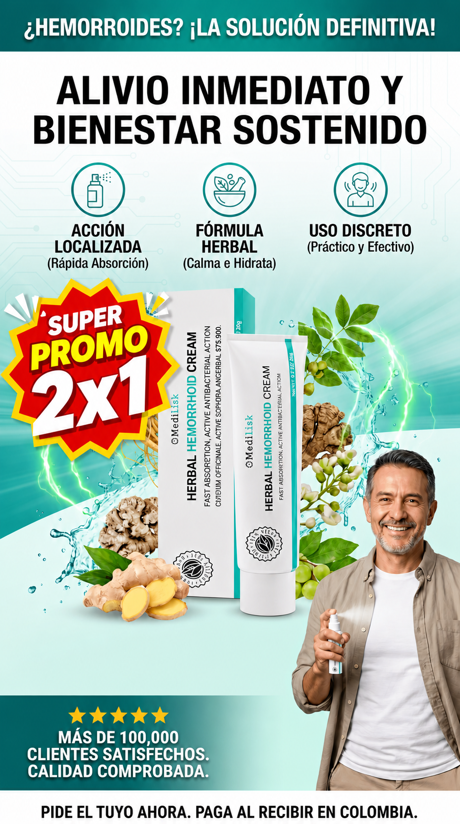 Super promo 2x1 Elimina y Previene las Hemorroides. Apaga el Ardor y la Picazón en 5 Minutos