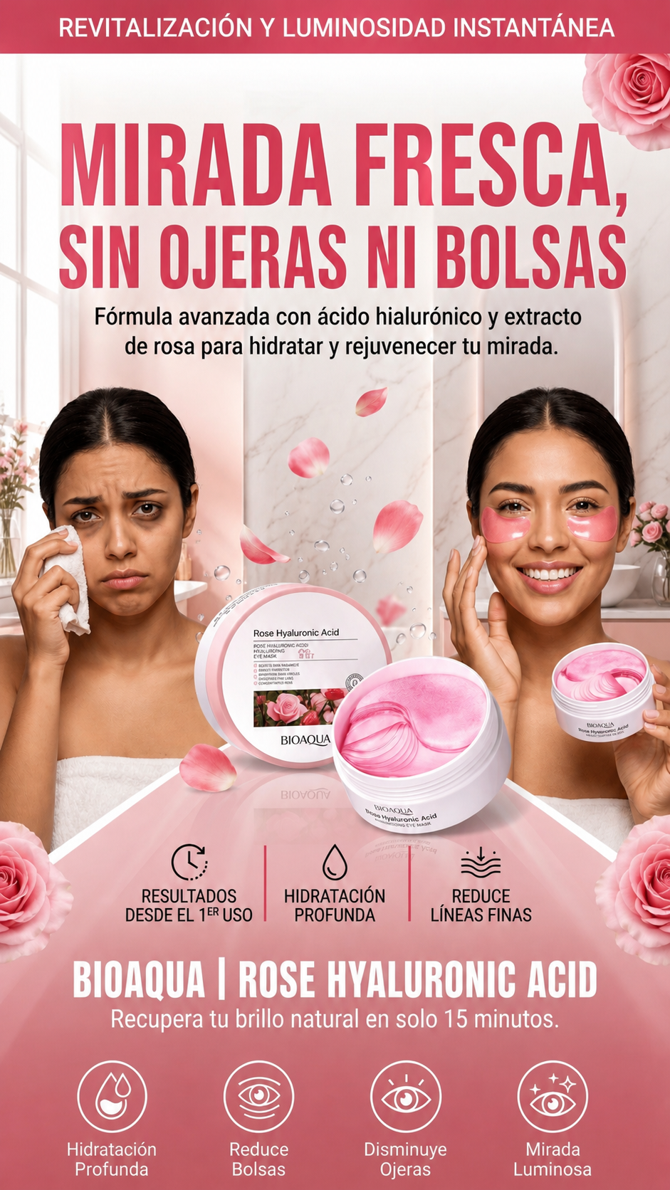 Promo 2x1 parches de Colágeno Anti Ojeras Bioaqua – Efecto Inmediato