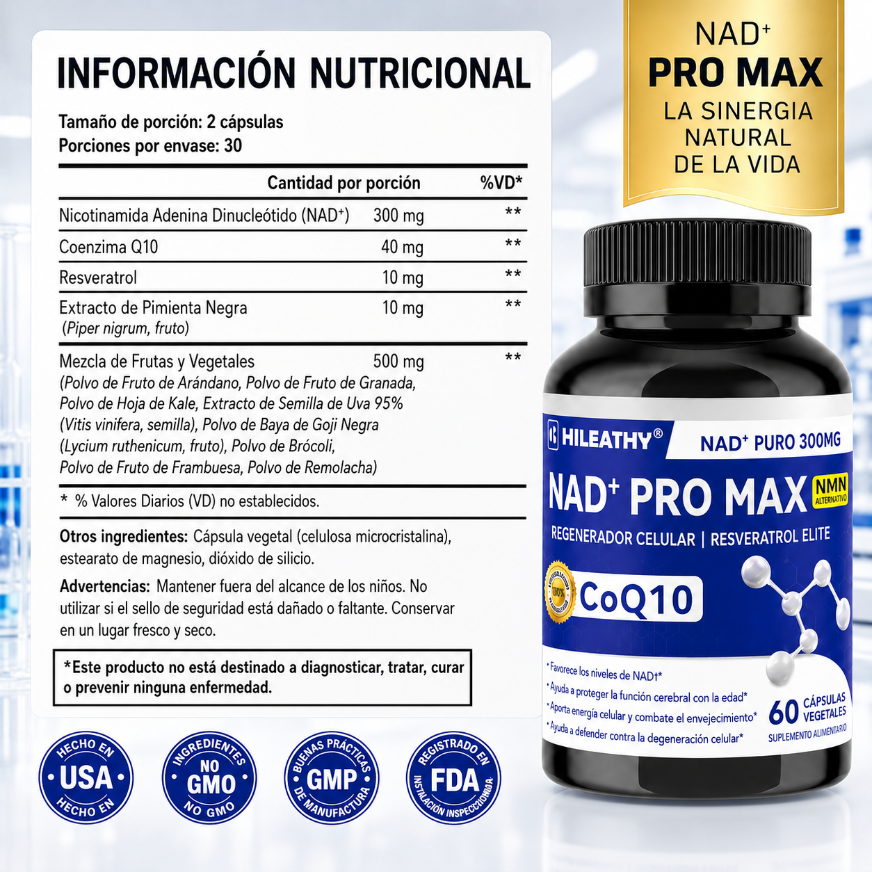 Nad+ Pro Max + CoQ10 - Rejuvenecimiento Celular Avanzado