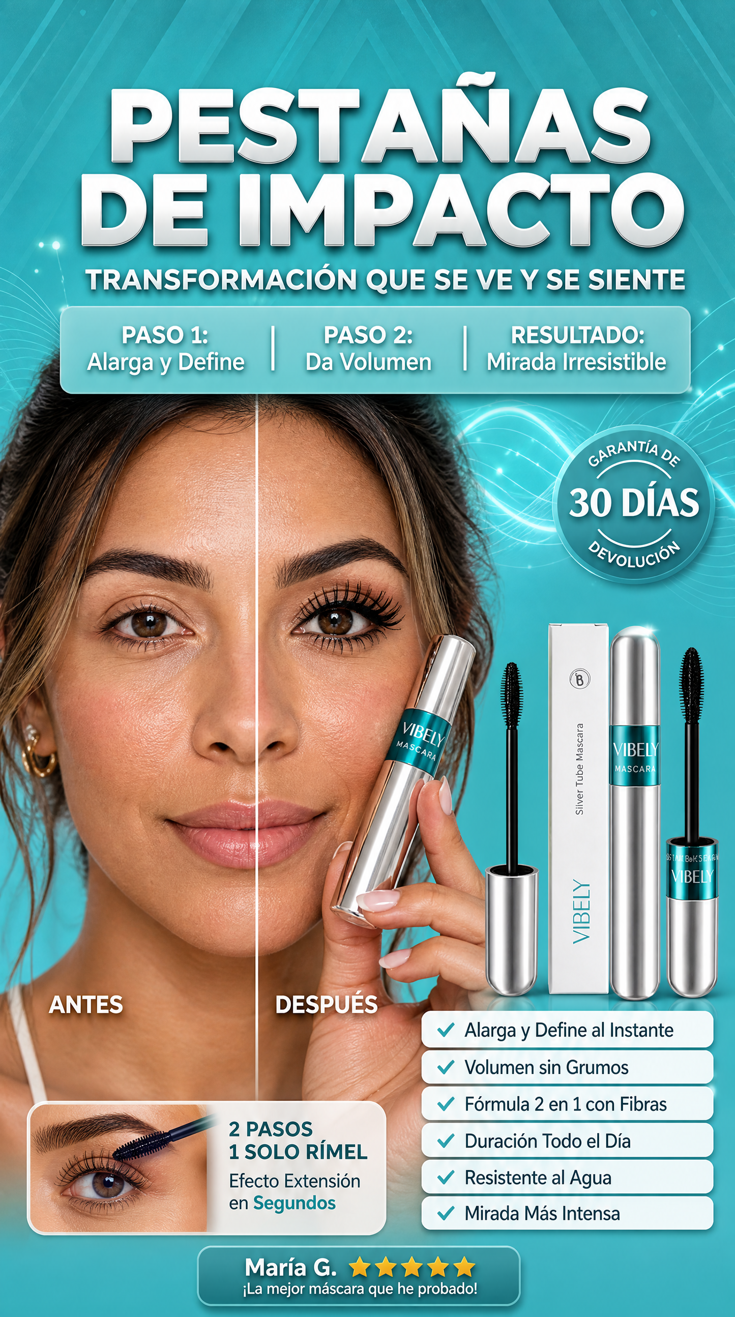 Promo 2x1 Pestañina Vibely 2 en 1 (efecto pestañas postizas)