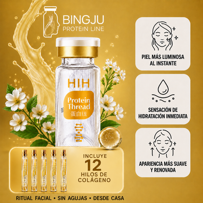 Serúm 30 ml + 12 Hilos Tensores de Colágeno Absorbibles Bingju - Rejuvenece tu rostro en casa sin usar una sola aguja.