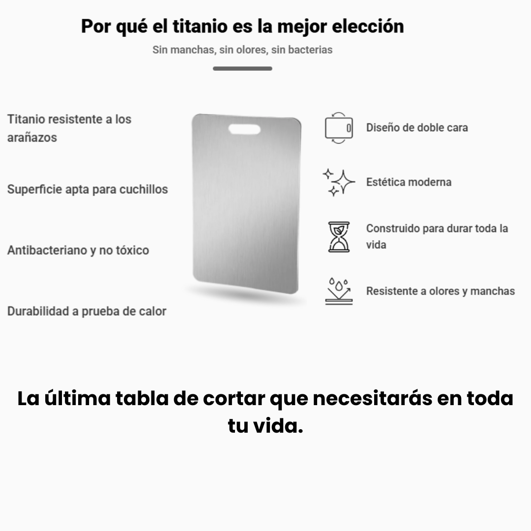 TitanCut™ Tabla de Acero Inoxidable Para Cortar (no más microplasticos)