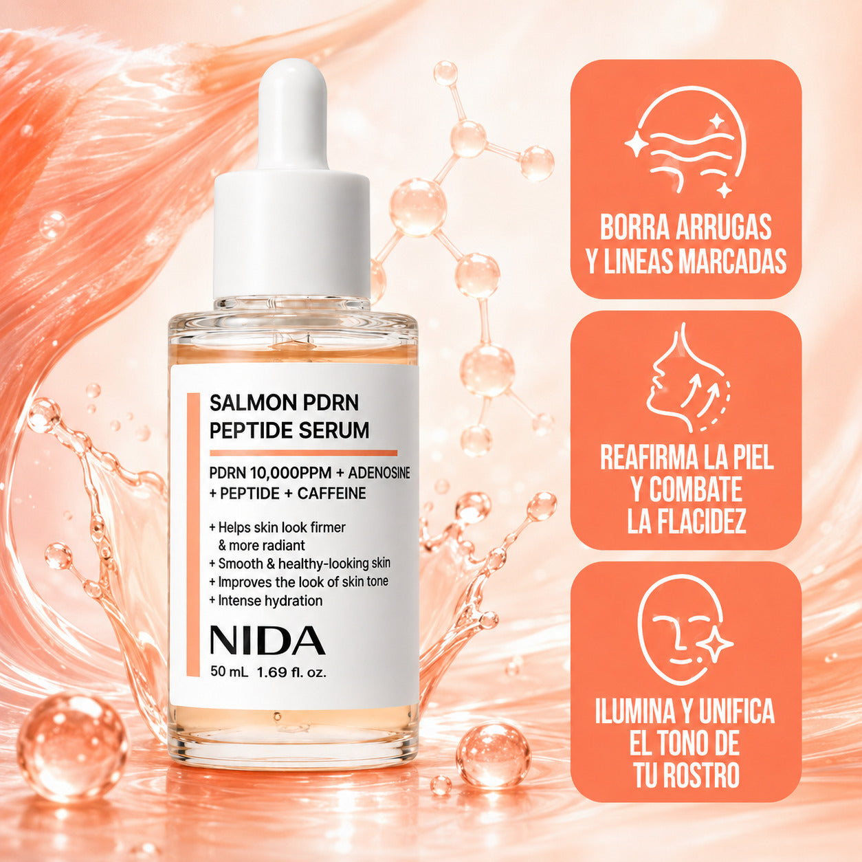 2x1 Serúm Semen de Salmón NIDA® | Efecto Piel de Porcelana™ de uso diario