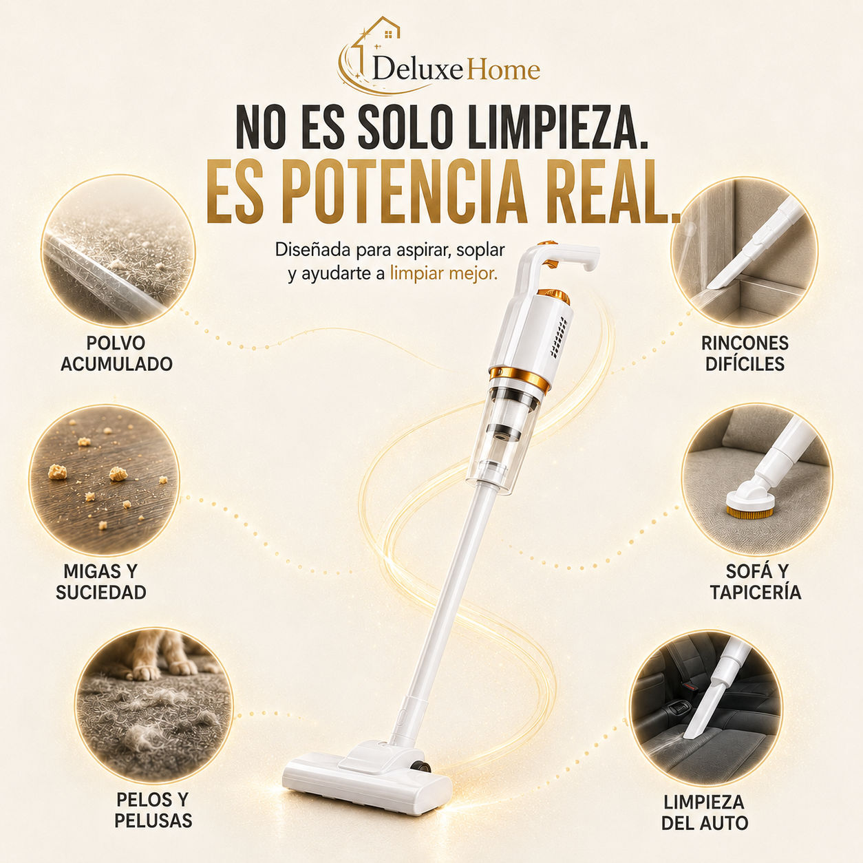 DeluxeHome™ | Aspiradora Compacta 2en1 con Succión Ciclónica