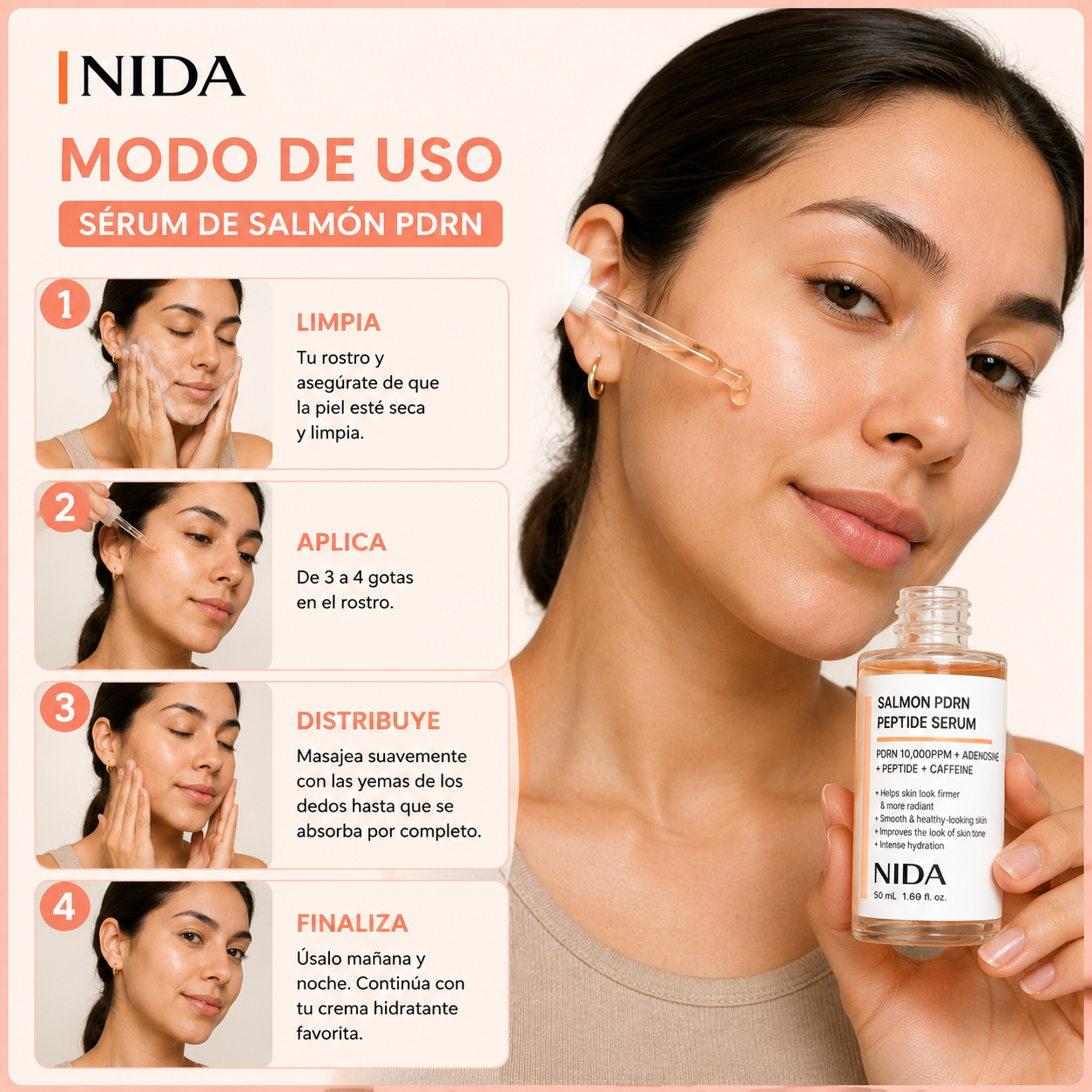 2x1 Serúm Semen de Salmón NIDA® | Efecto Piel de Porcelana™ de uso diario