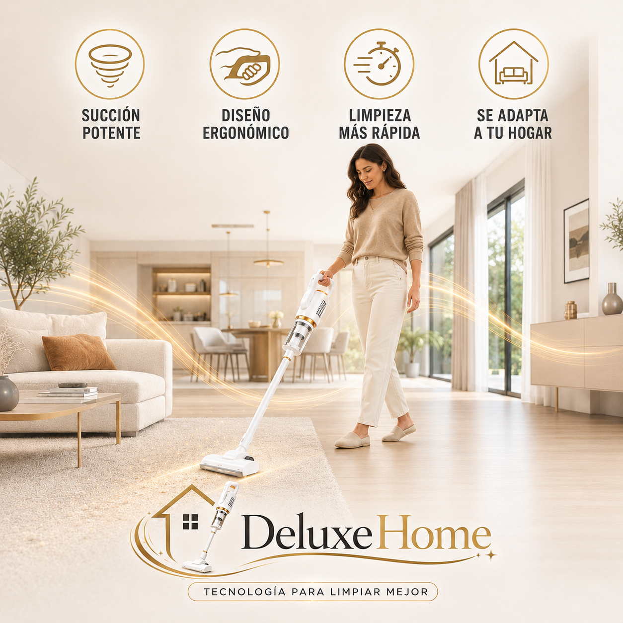 DeluxeHome™ | Aspiradora Compacta 2en1 con Succión Ciclónica