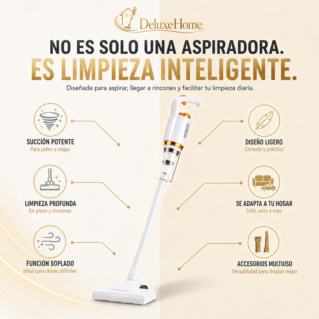 DeluxeHome™ | Aspiradora Compacta 2en1 con Succión Ciclónica
