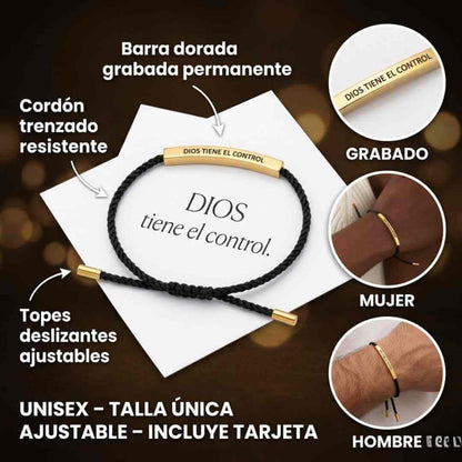Pulsera de Fé y Esperanza "Dios Tiene el Control" | Acabada en Baño de Oro