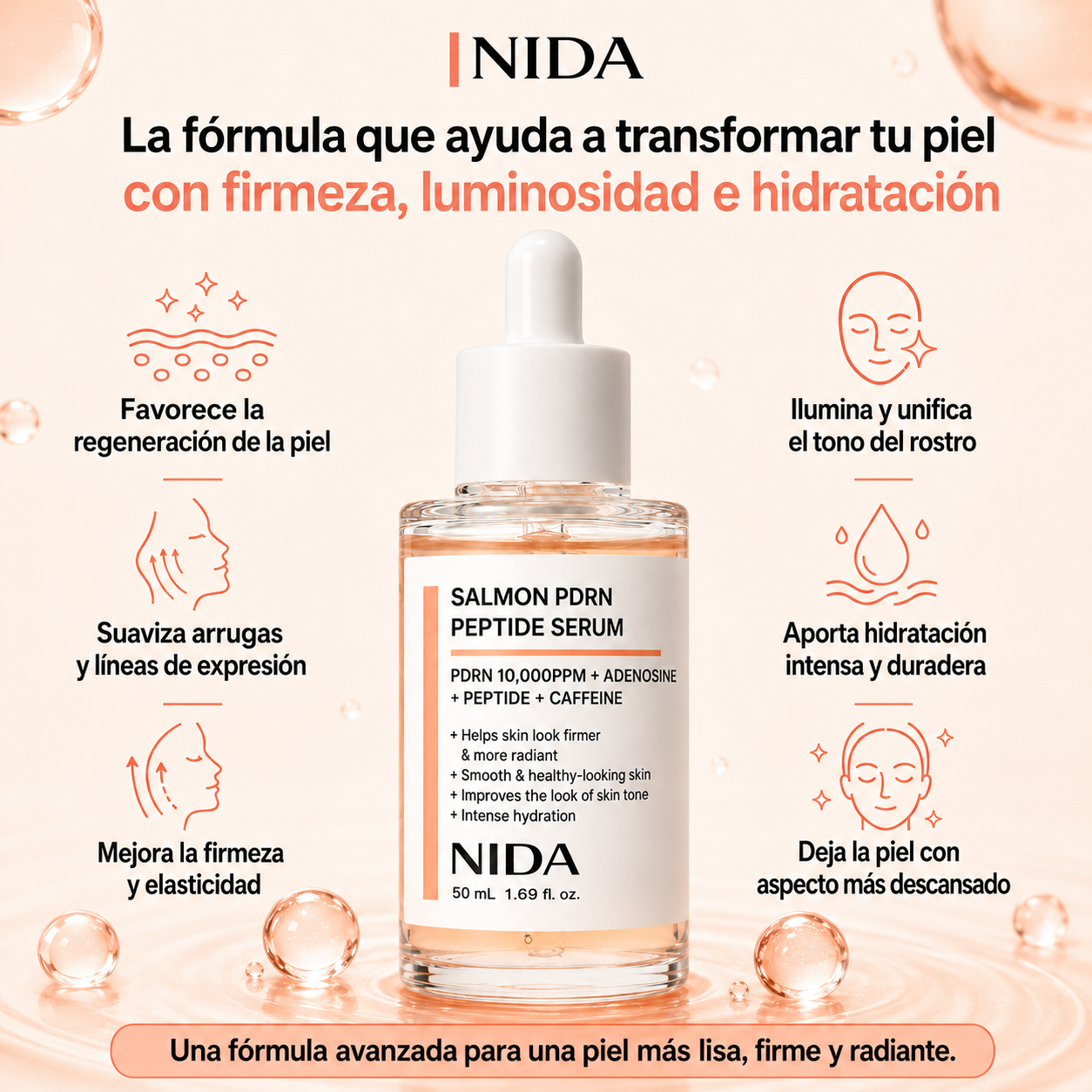 2x1 Serúm Semen de Salmón NIDA® | Efecto Piel de Porcelana™ de uso diario