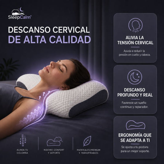 2x1 SleepCalm® Almohada Ortopédica - Soporte Cervical para un Sueño Más Profundo