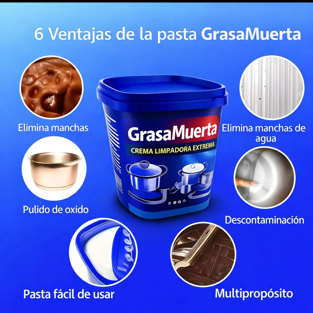 GrasaMuerta® – Pasta Limpiadora Extrema para utensilios sin vida