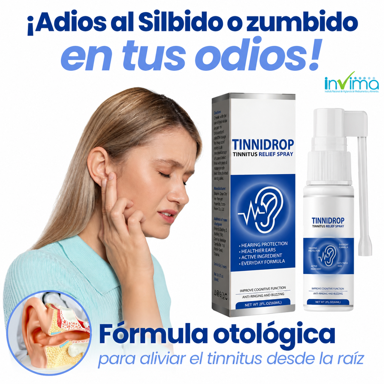 Promo 2x1 Tinnidrop🌿¡Alivia zumbidos, dolor, otitis y molestias auditivas!