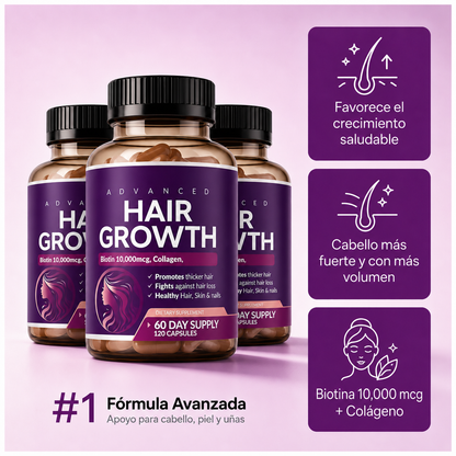 2x1 Hair Growth® Vitamina para cabello con Biotina x 60 cápsulas
