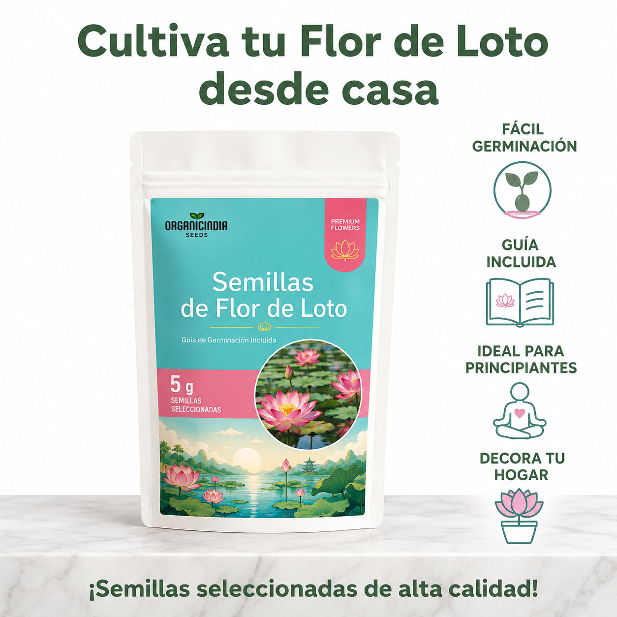 2x1 Semillas Premium Flor de Loto 🪷 Lleva la magia a tu hogar