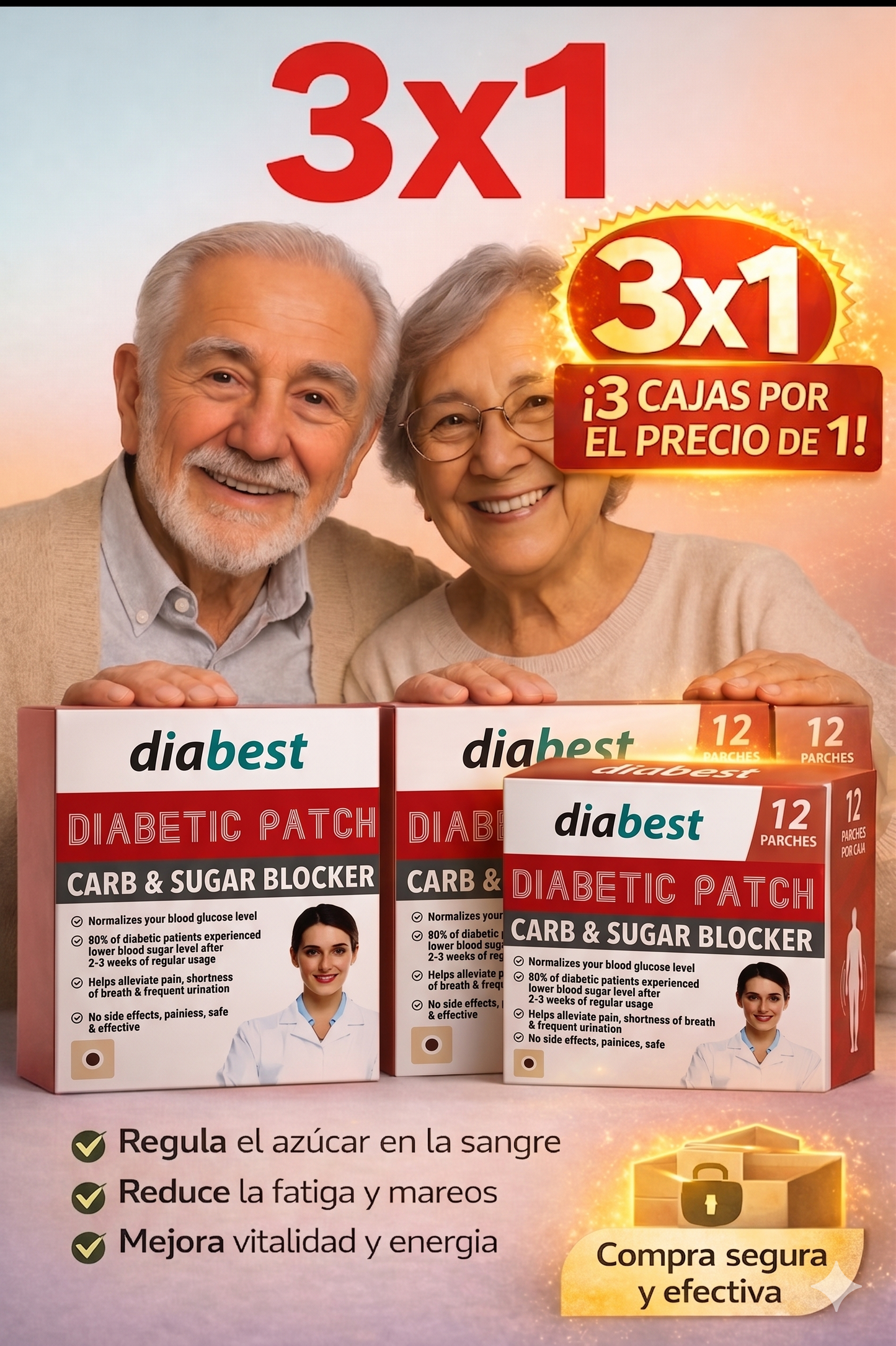 💥 Parche Diabetes – Bloquea Carbohidratos y Azúcar 3x1 ¡Oferta Especial!