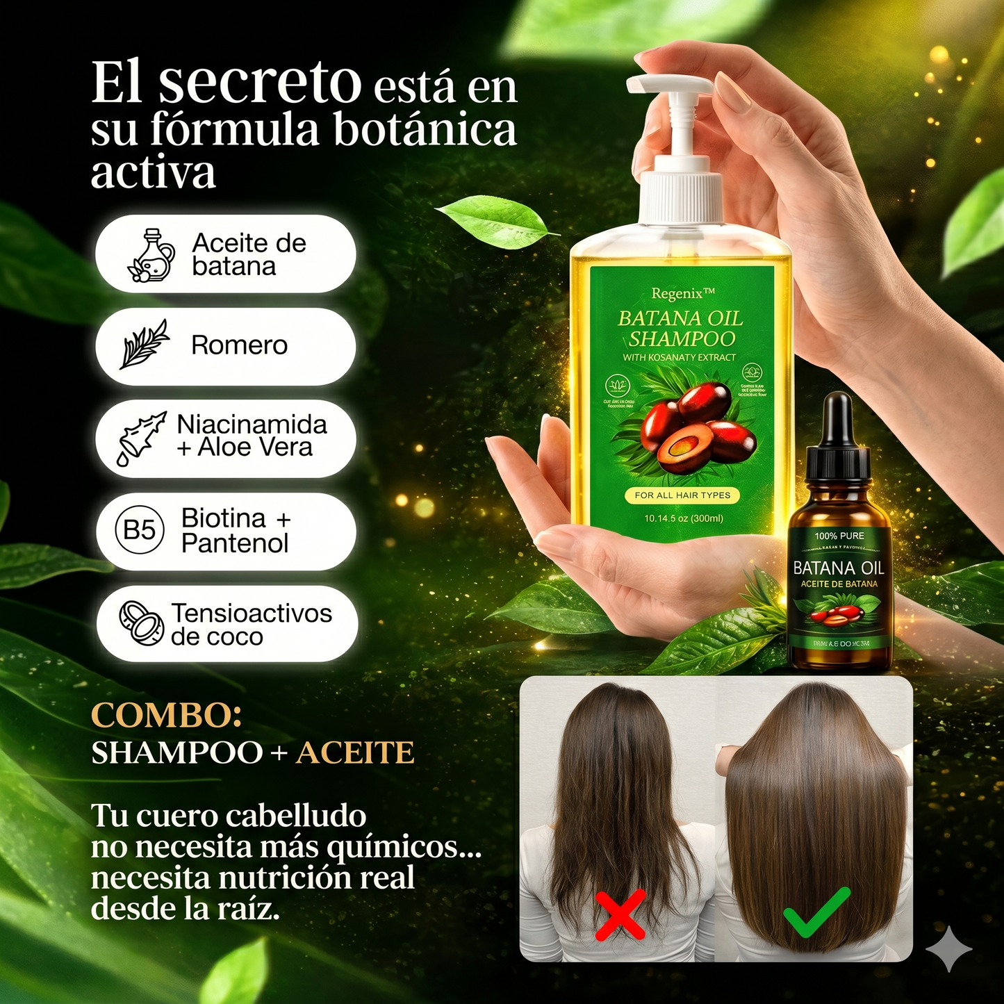 Super Promo Aceite de Batana + Shampoo Batana - Crecimeinto del cabello perdido por Alopecia