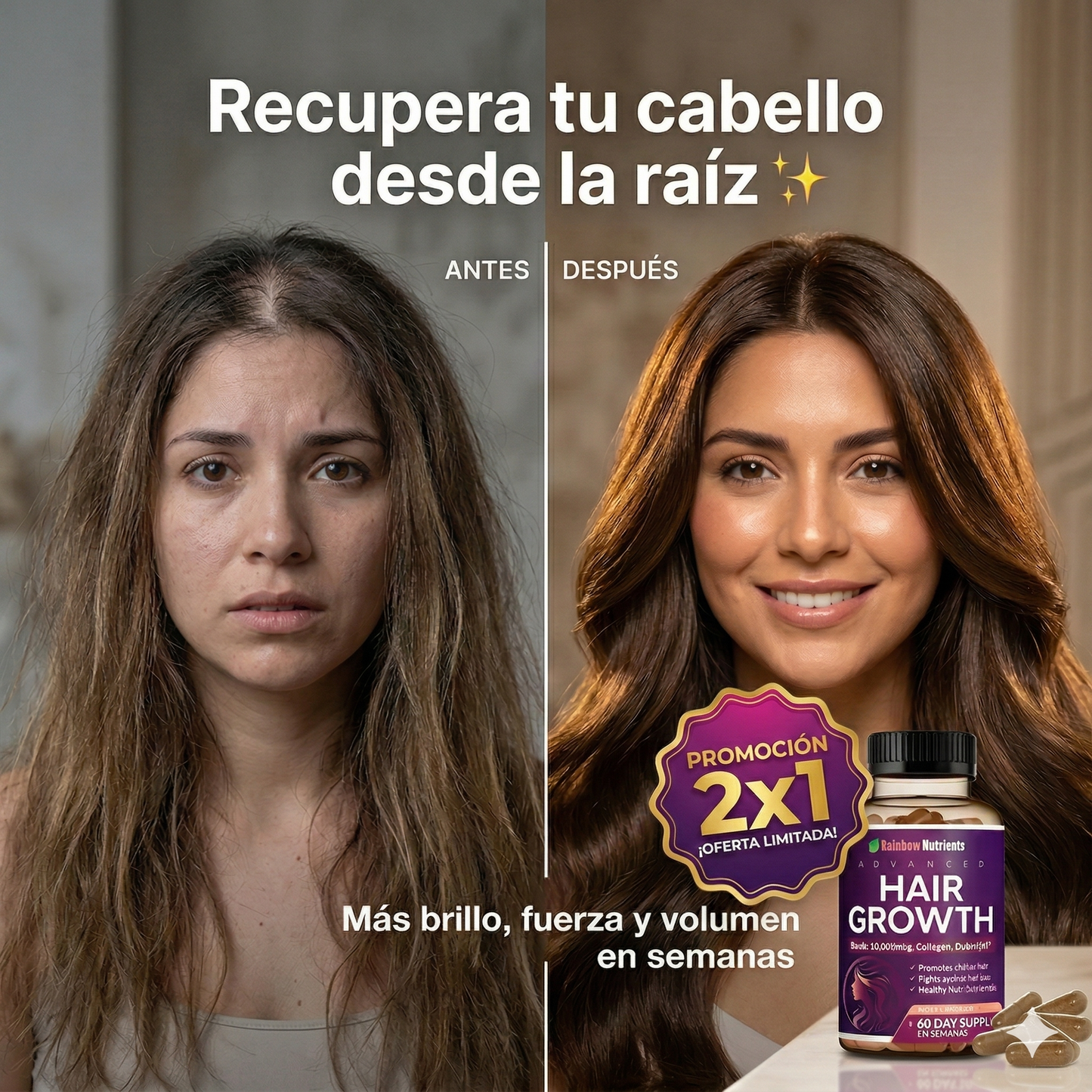 2x1 Hair Growth™ - Vitaminas para crecimiento & fortalecimiento del cabello