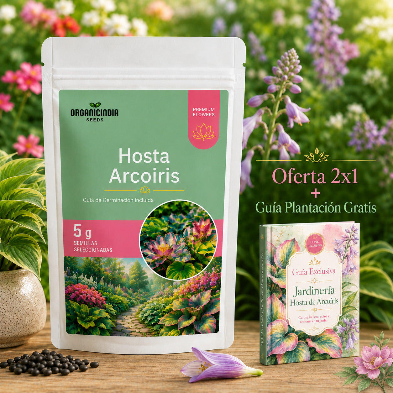 2x1 Semillas Premium de Hosta Arcoiris - Bendicen tu Hogar