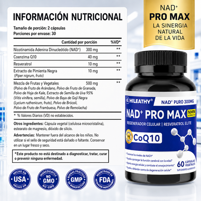 Nad+ Pro Max + CoQ10 - Rejuvenecimiento Celular Avanzado