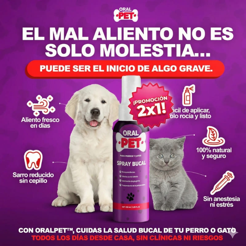 2x1 OralPet® spray de Salud Dental Perros y Gatos