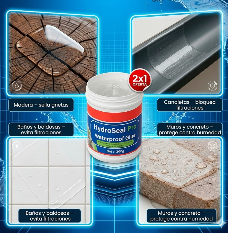 HydroSeal Pro™ 2x1 | Sellador Impermeable para Grietas y Goteras