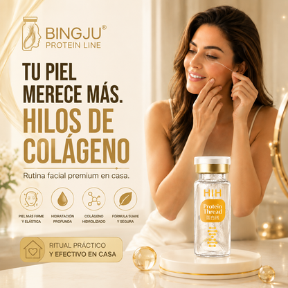 Serúm 30 ml + 12 Hilos Tensores de Colágeno Absorbibles Bingju - Rejuvenece tu rostro en casa sin usar una sola aguja.