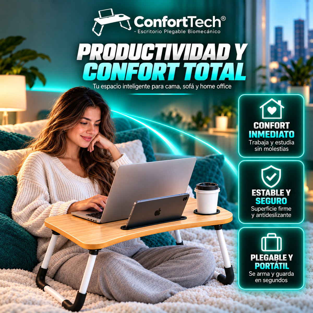 ConfortTech® - Escritorio Plegable Biomecánico