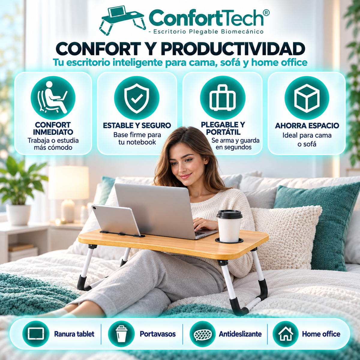 ConfortTech® - Escritorio Plegable Biomecánico