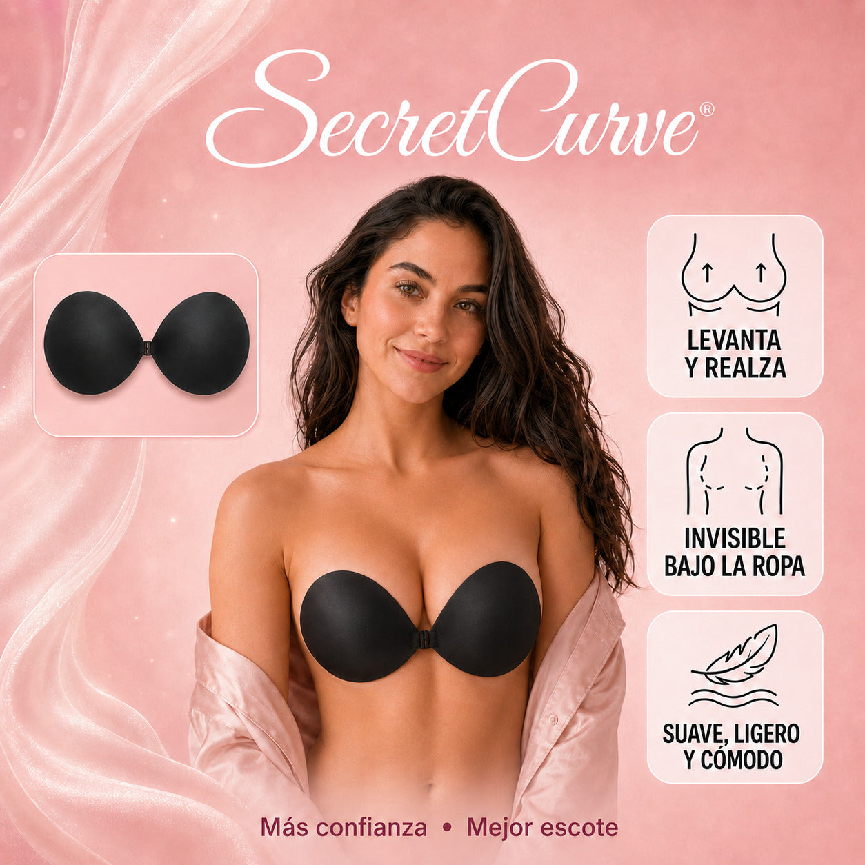 2x1 SecretCurve™ – Copa Sujetador Adhesivo PushUp Ergonómico