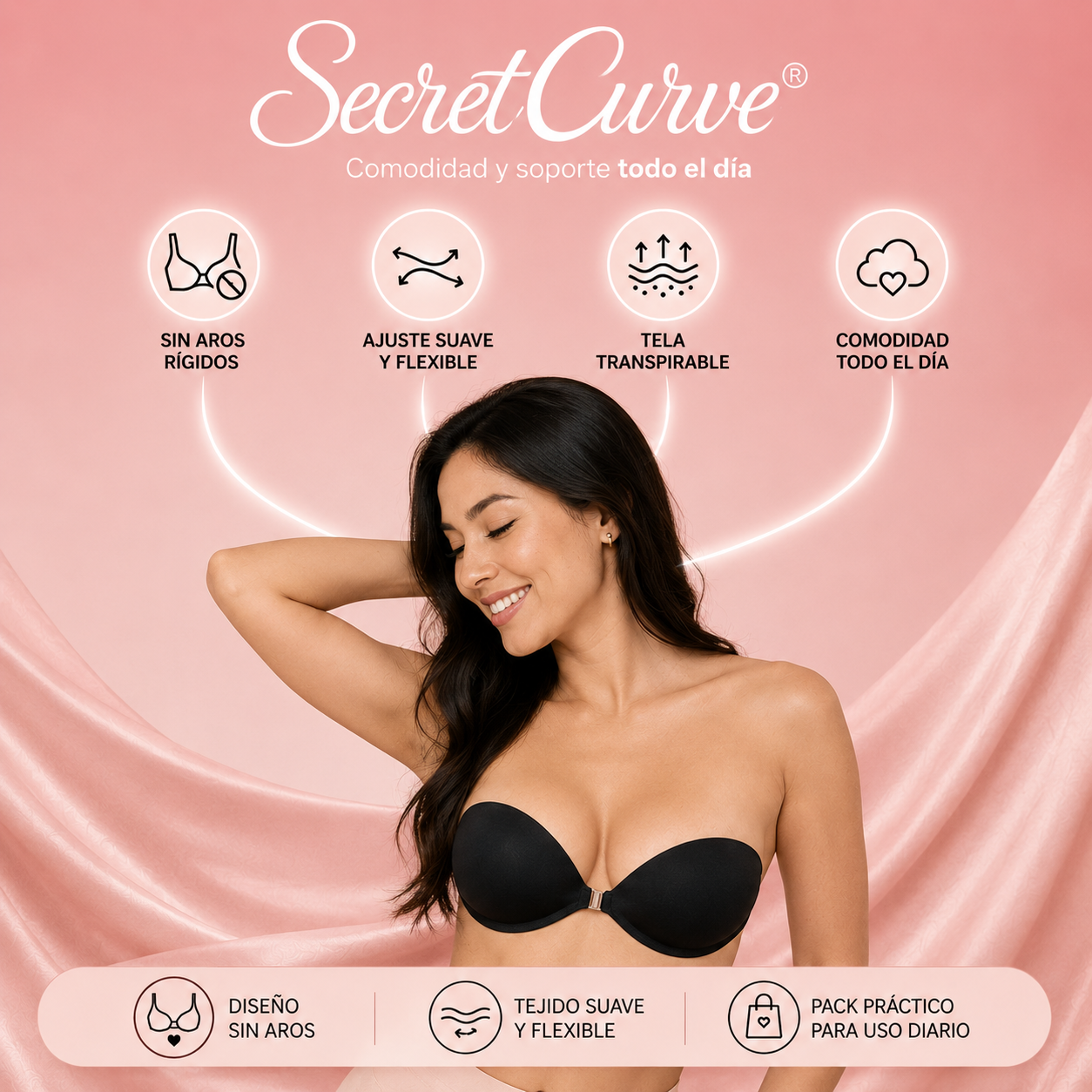 2x1 SecretCurve™ – Copa Sujetador Adhesivo PushUp Ergonómico