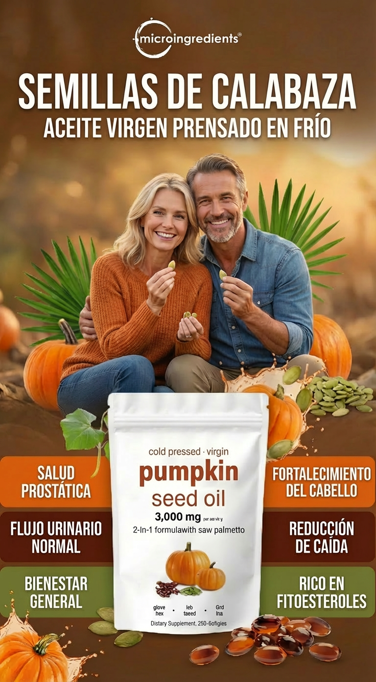 2x1 Semillas de Calabaza® – Salud Prostática, Flujo Urinario y Crecimiento Capilar Natural