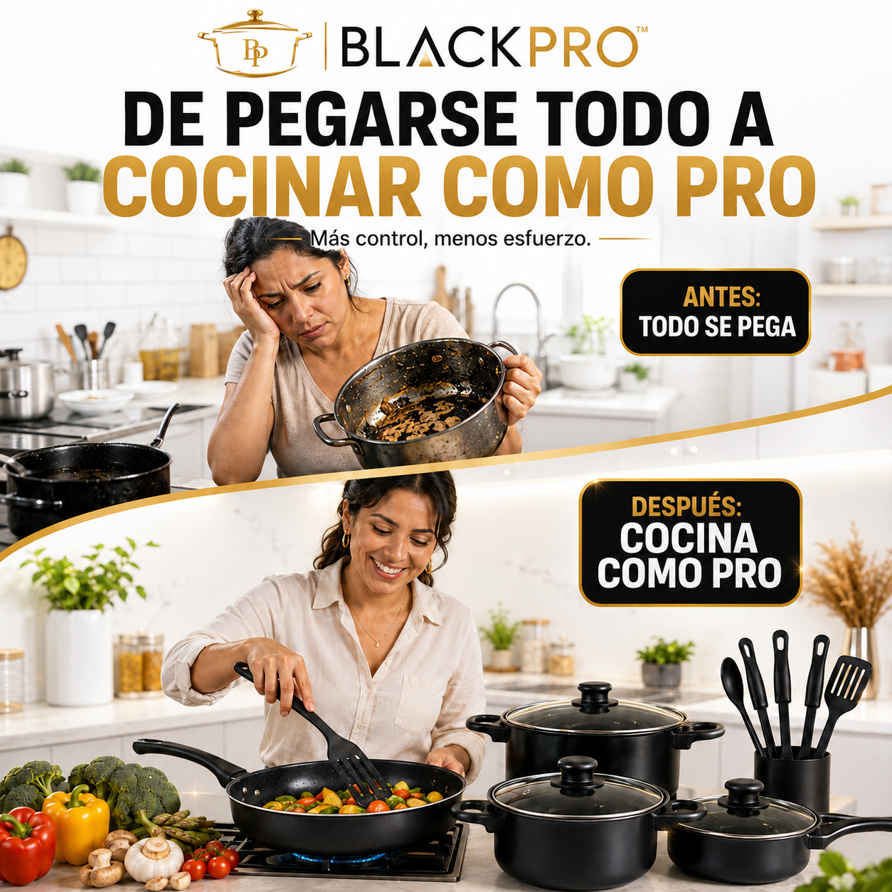 BlackPro® | Set de Cocina Antiadherente 13 Piezas premium