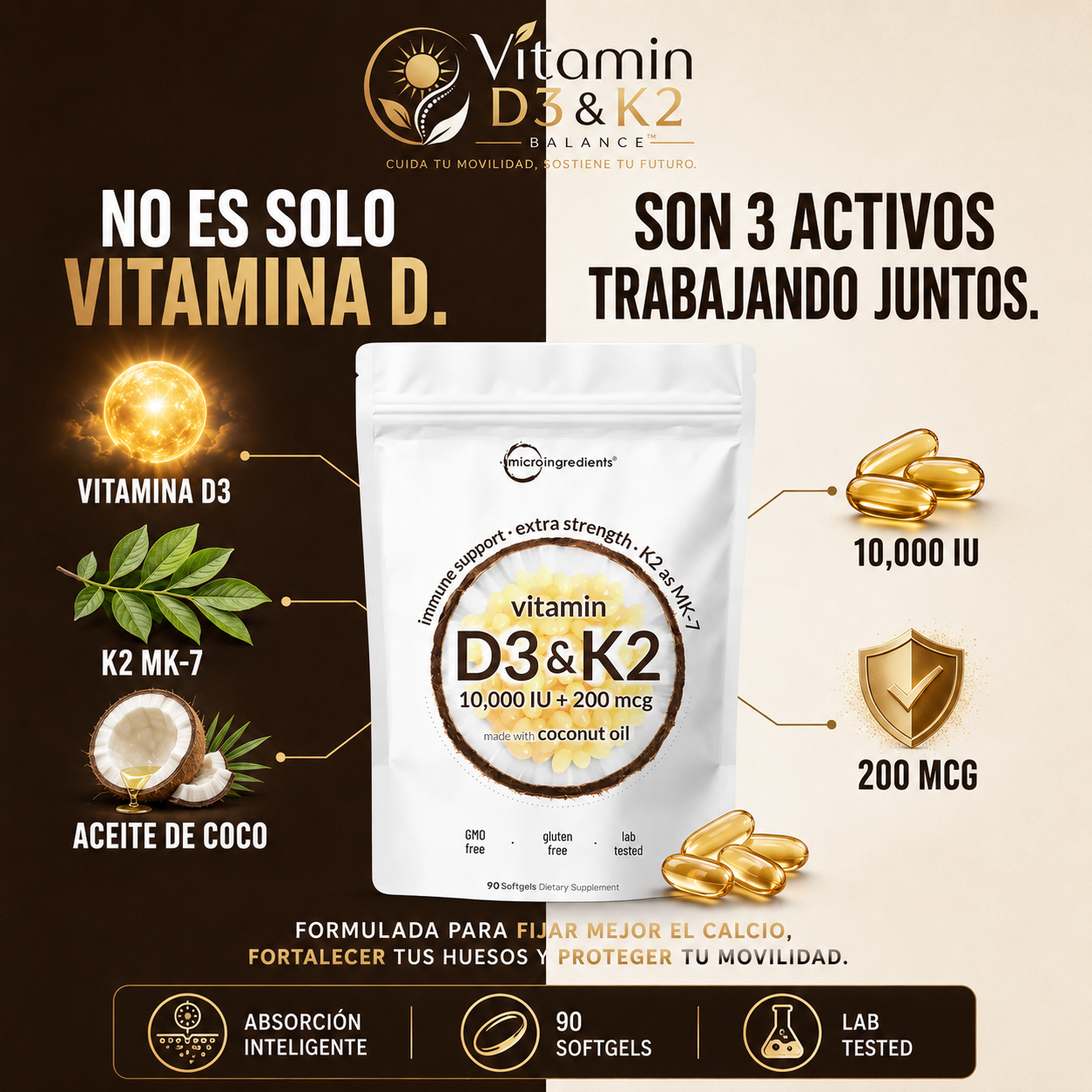 2x1 Vitamin D3 & K2 Balance™– Recupera tu Movilidad