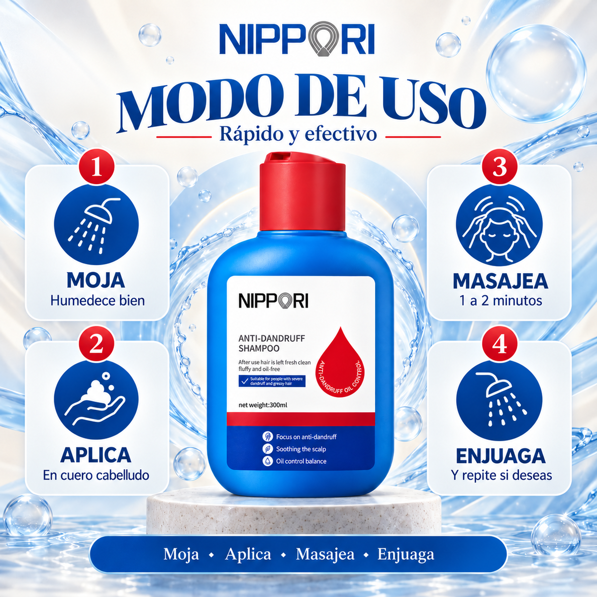Shampoo Nippori® – Eliminación de la caspa y alivio inmediato de la picazón
