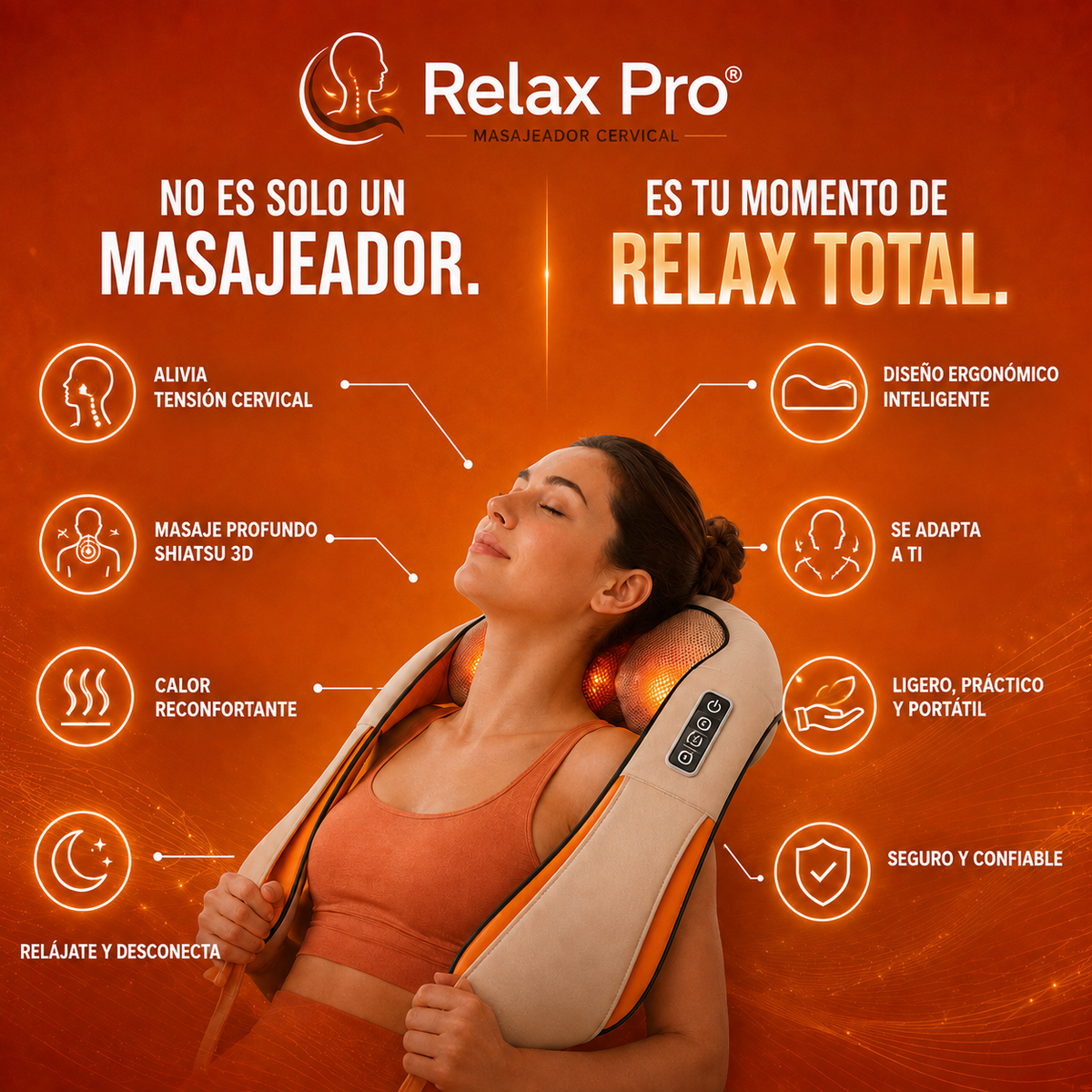 Relax Pro® - Masajeador Cervical que Suelta Cuello y Hombros en Minutos