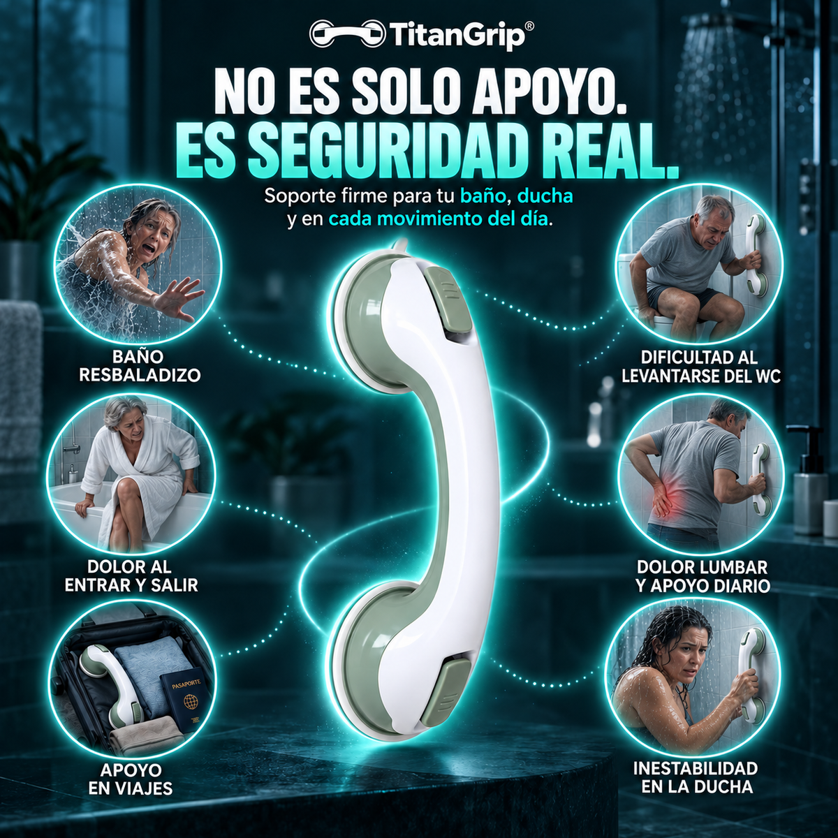 TitanGrip® - Barra de Soporte Portátil Antideslizante al Vacío